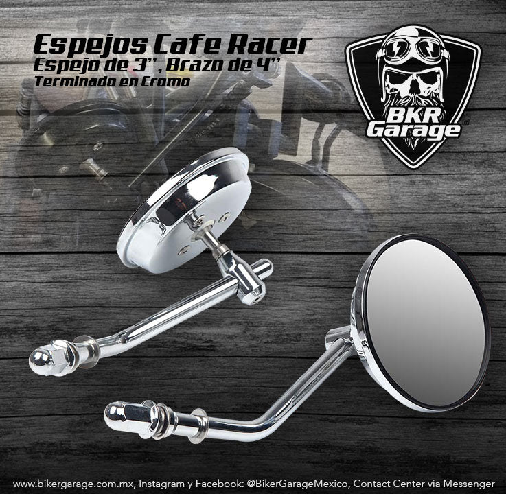 Espejos Cafe Racer Terminado en Cromo – Biker Garage