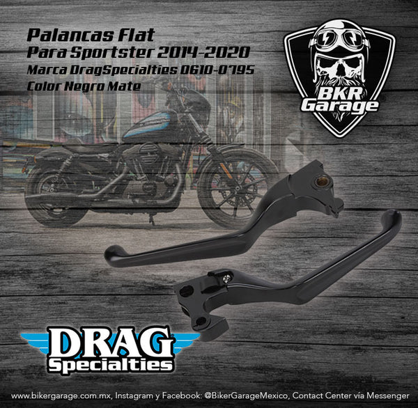 Palancas Flat para Sportster 2014-2021 Negro Mate 0610-0795