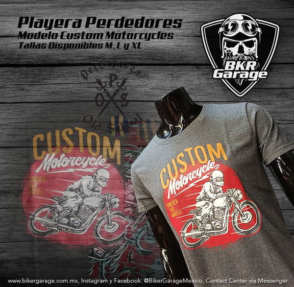 Playera Modelo Custom Motorcycle Marca Perdedores