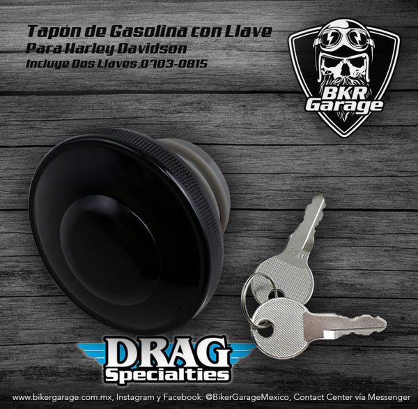 Tapon de Gasolina Negro con Llave Marca DragSpecialties 0703-0815