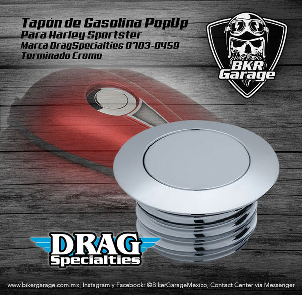 Tapón de Gasolina PopUp para Harley Sportster Terminado Cromo Marca DragSpecialties 0703-0292