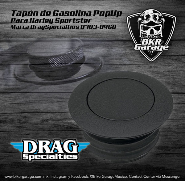 Tapón de Gasolina PopUp para Harley Sportster Color Negro Mate Marca DragSpecialties 0703-0460