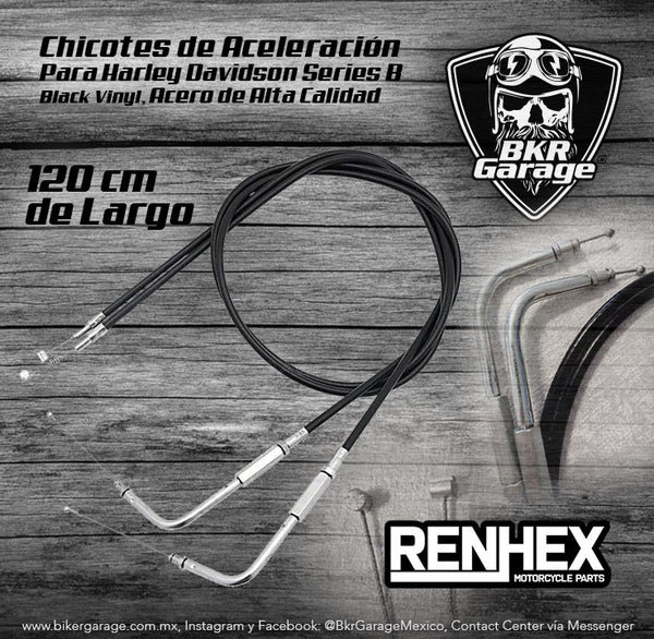 Chicotes de Aceleración Series B para Harley Davidson 120cm de Largo Refacción