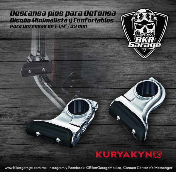 Soportes para Posapies de Defensa marca Kuryakyn Terminado Cromo Modelo Toe