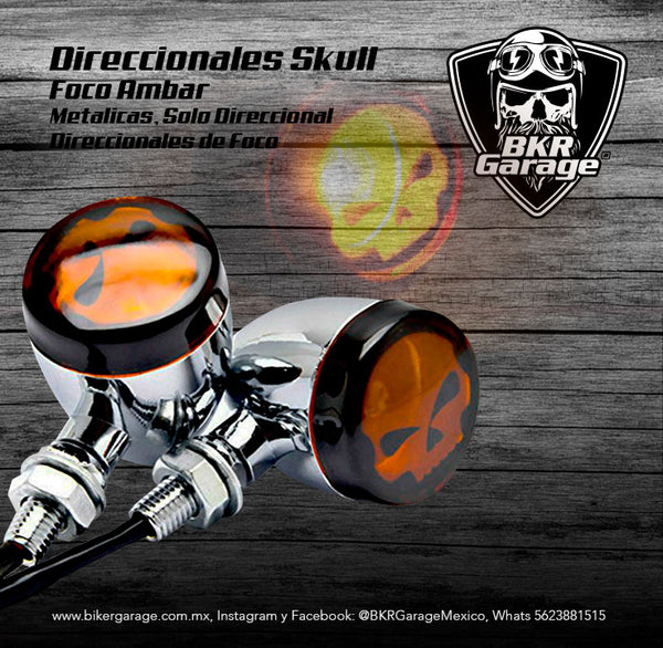 Direccionales Skull Terminado Cromo Direccional Ambar