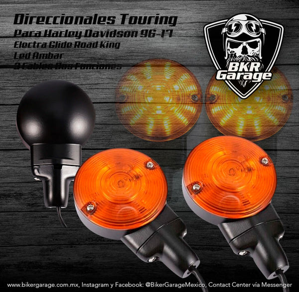 Direccionales Negras Led para Touring Street Glide Road King