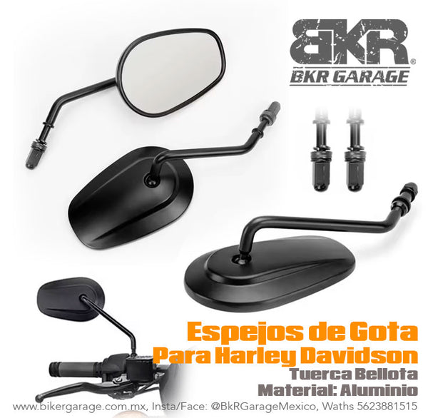 Espejos de Gota Color Negro para Harley Davidson