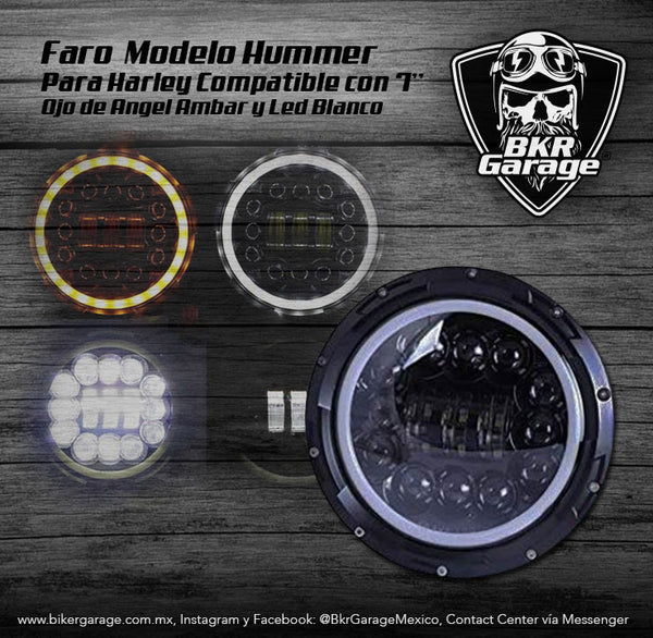 Faro Modelo Hummer para Harley Compatible con Modelos 7''