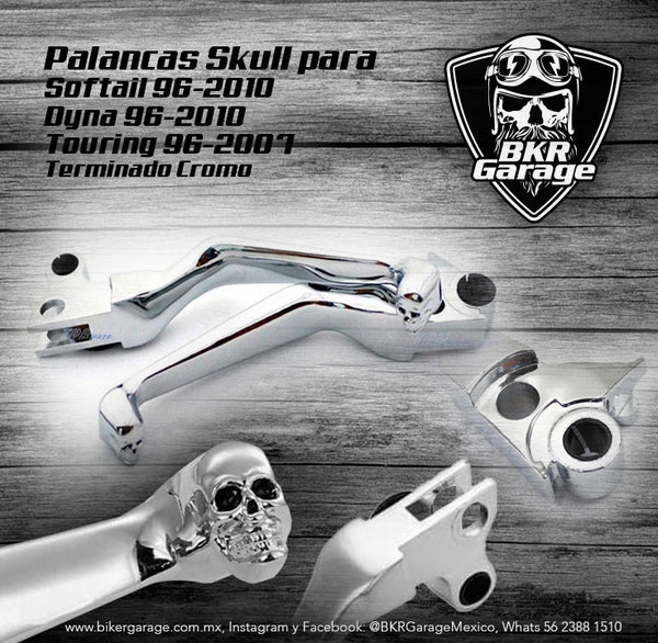 Palancas Skull Terminado Cromo para Softail y Dyna