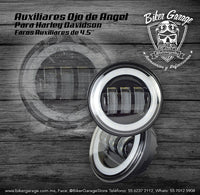 Faros Auxiliares Ojo de Angel de 4.5" Color Negro para Harley