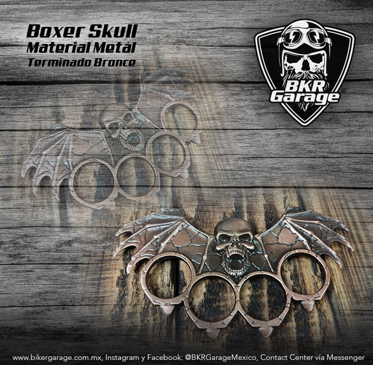 Boxer Skull Metálico Terminado Bronce Accesorio – Biker Garage
