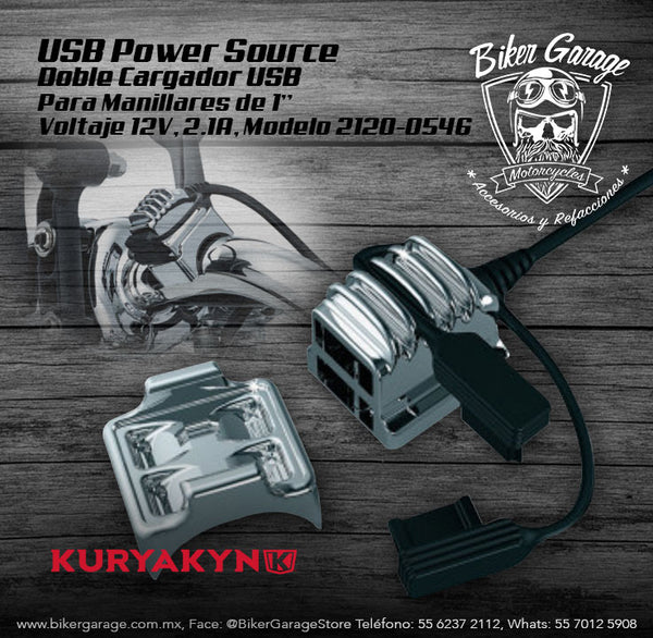 Cargador de Accesorio USB Kuryakyn Terminado Cromo