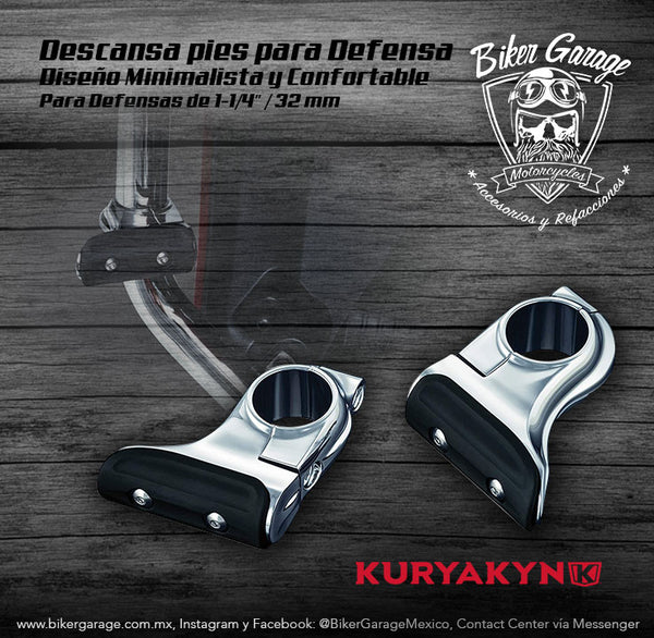 Soportes para Posapies de Defensa marca Kuryakyn Terminado Cromo Modelo Toe