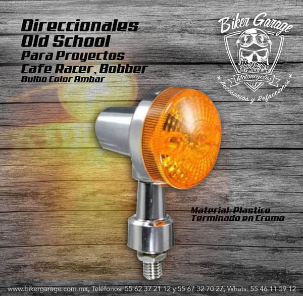 Direccionales Old School Negra, Mica transparente