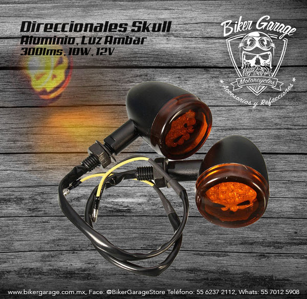 Direccionales Skull Color Negro Direccional Ambar
