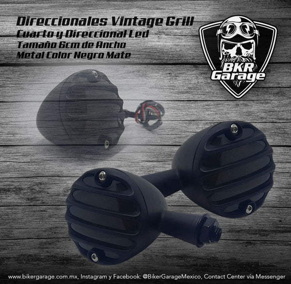 Direccionales Vintage Grill Color Negro Mate