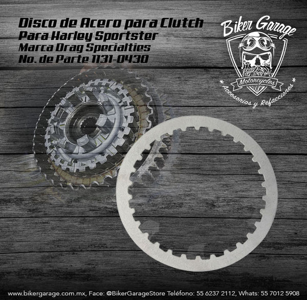 Disco de Acero para Clutch de la Marca Drag Specialties para Sportster 1131-0430 Refacción