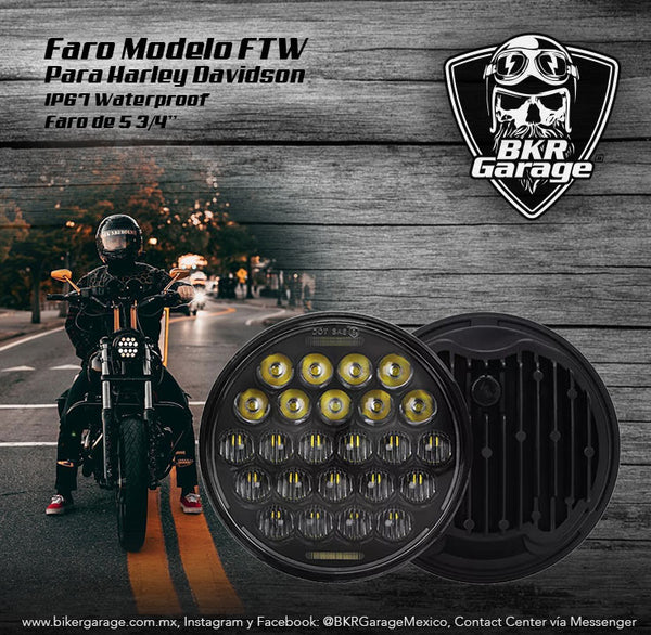 Faro Modelo FTW Color Negro para Harley Davidson 5 3/4''