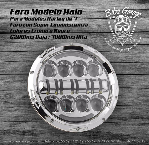 Faro Central Halo de 7'' Terminado en Cromo