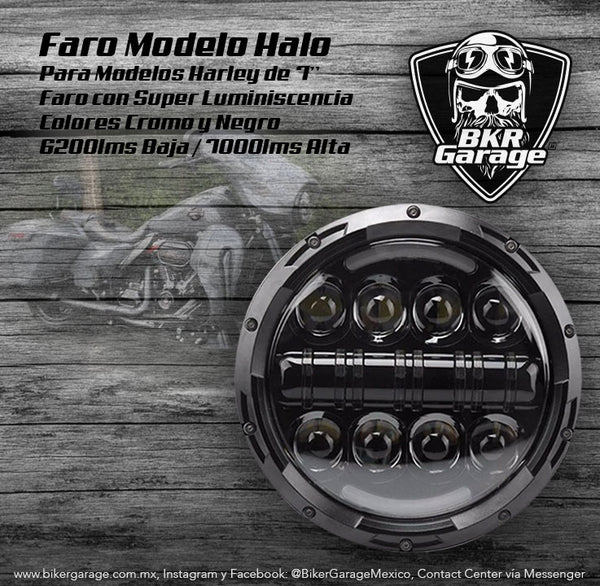 Faro Central Modelo Halo de 7'' Color Negro