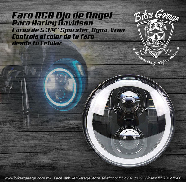 Faro RGB Ojo de Angel para Sportster 5 3/4 Bluetooth