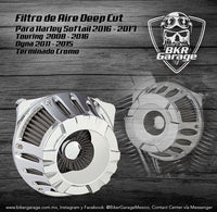 Filtro de Aire Deep Cut para Softail y Touring Terminado Cromo