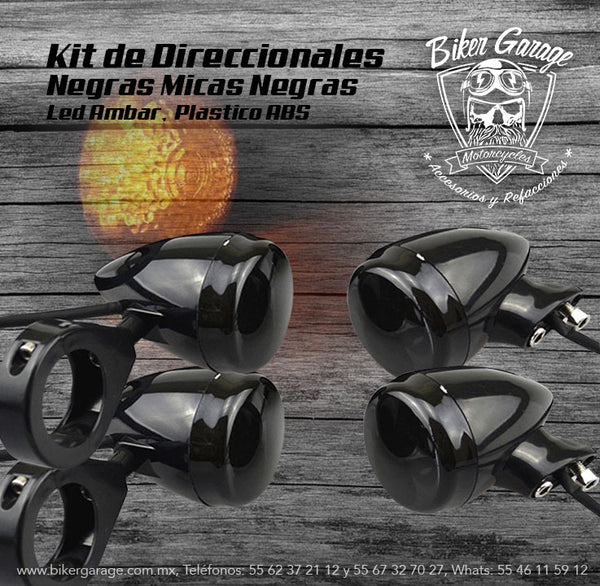 Direccionales Kit de 4 Unidades Metálicas Color Negro