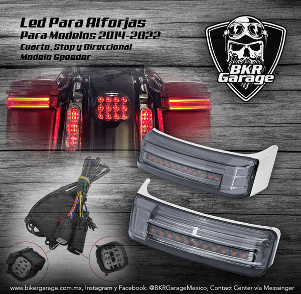 Led para Alforja Modelo Speeder Mica Humo Base Cromo para Harley Touring 2014-2022