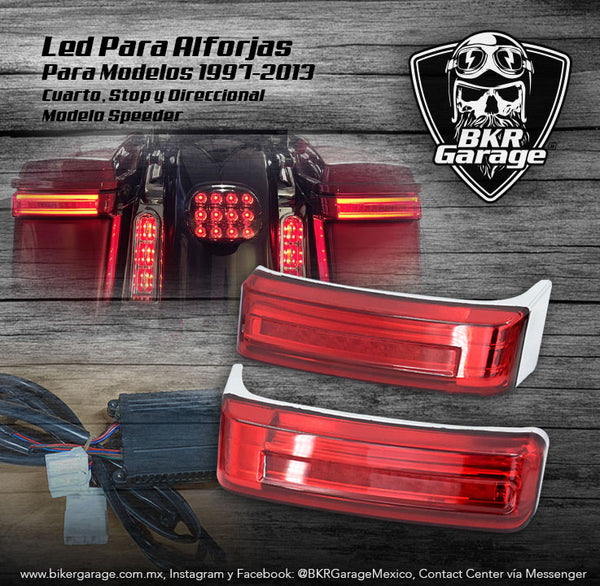 Led para Alforja Modelo Speeder Mica Roja Base Cromo para Harley Touring 1997-2013