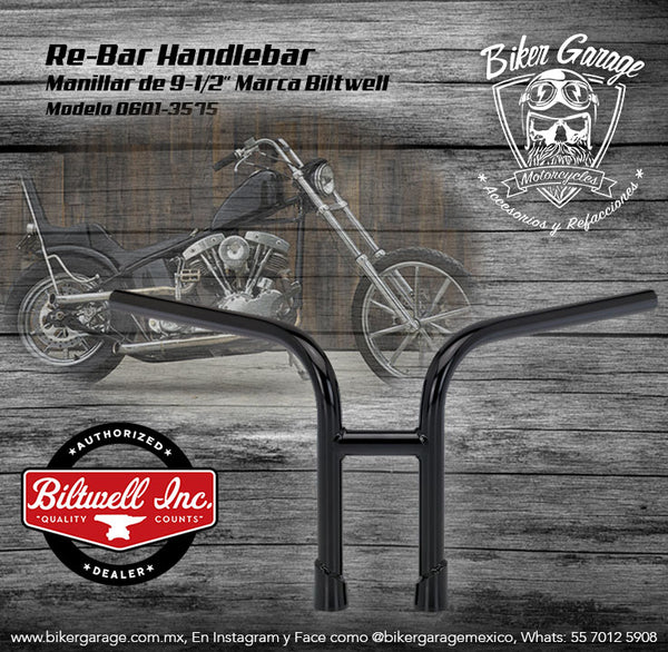 Manillar Black Rebar Handlebar w/ Dimples BILTWELL 0601-3577