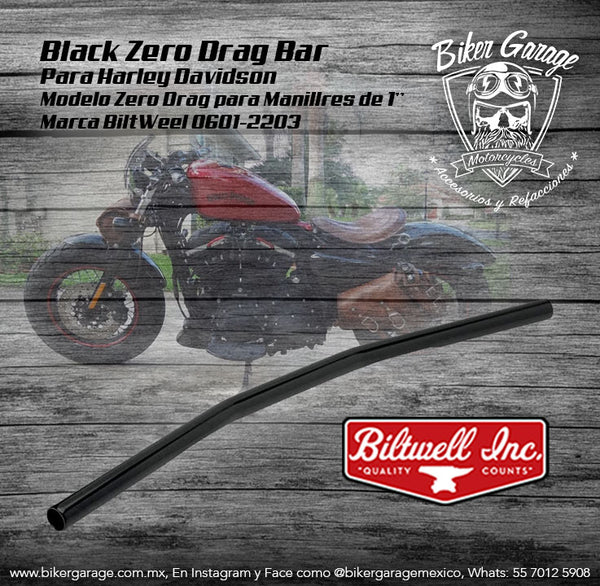 Manillar Zero Drag Bar de la Marca Biltwell Color Negro 1''