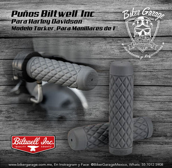 Puños Biltwell Torker Color Gris para Manillares de 1''