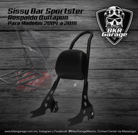 Respaldo SissyBar Color Negro para Sportster Quitapón 2004-Up