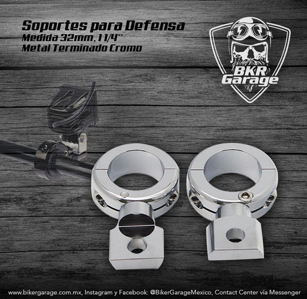 Soportes para Defensa de 32mm 1 1/4'' Terminado Cromo Modelo Roadster