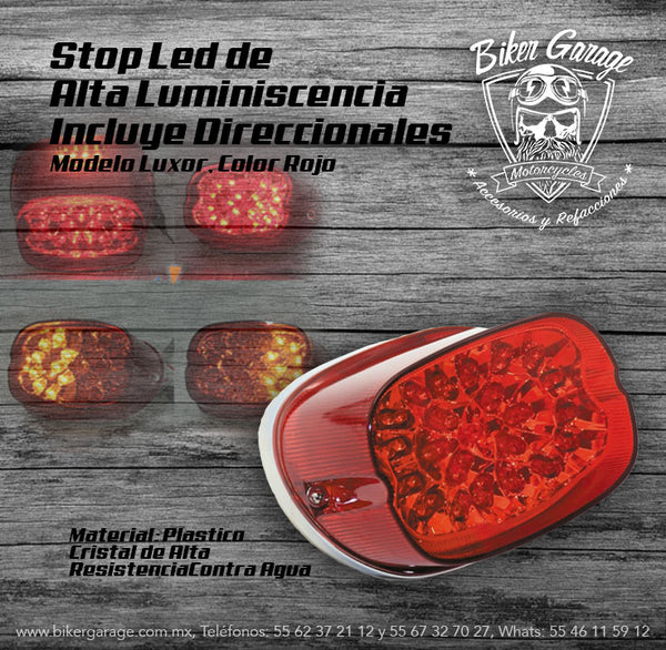 Stop Luxor Color Rojo Cuarto y Stop Led Rojo