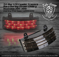 Tri-Bar (tribar) Stop Negro Led Cuarto para Fender Trasero Street Glide y Road Glide 2015-2019