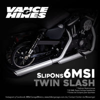 Escapes Round Twin Slash Slip-On Terminado Cromo para Sportster 2004-2013