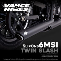 Escapes Round Twin Slash Slip-On Color Negro para Sportster 2004-2013
